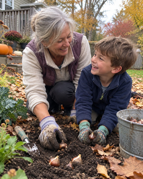 Gardening with her grandson