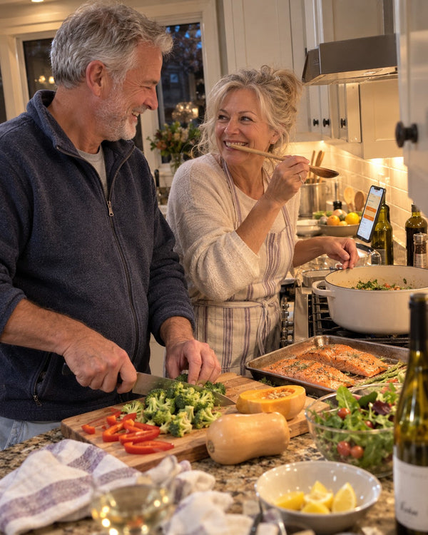 Cooking dinner together